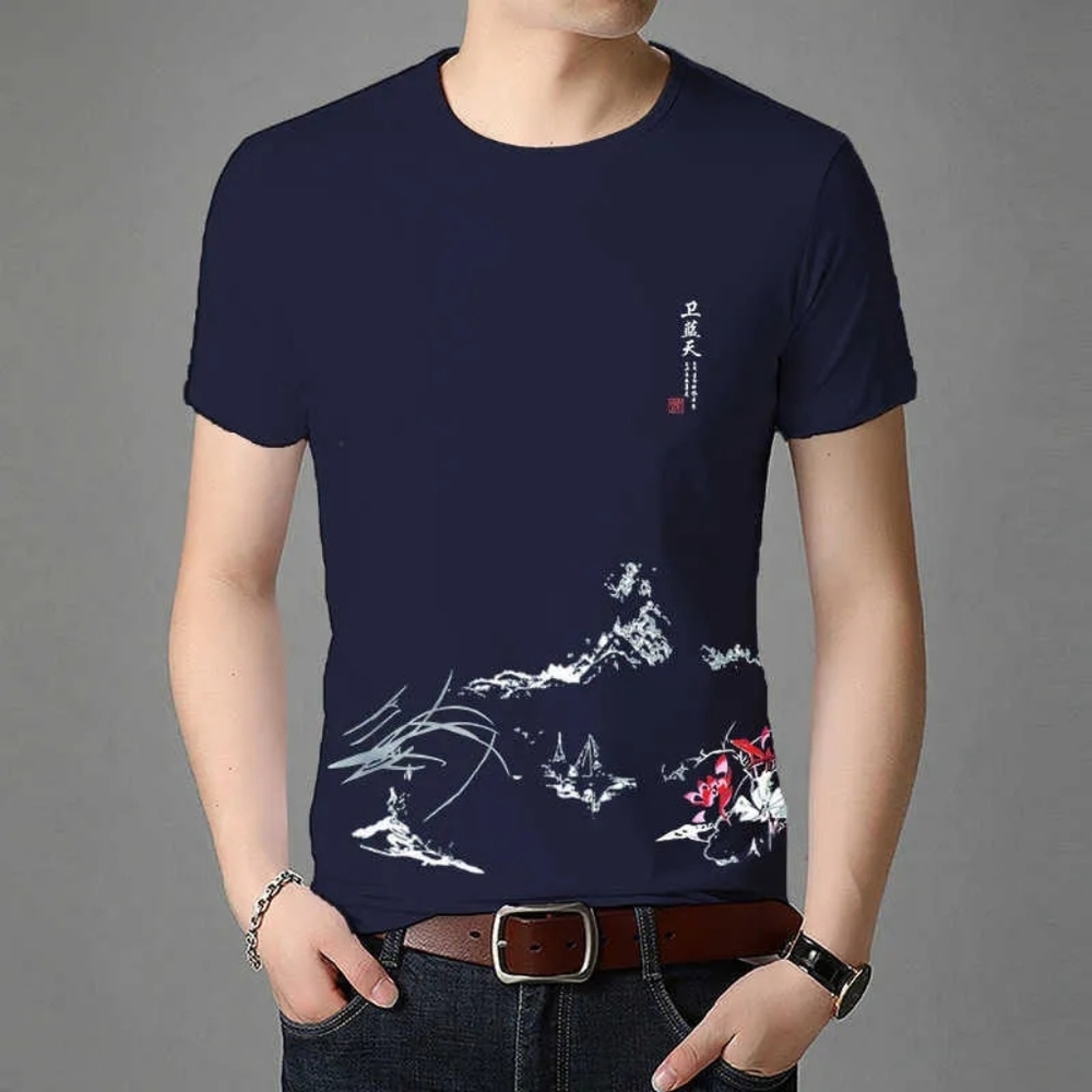 PLAYBOY Dark Blue Artistic Graphic Tee